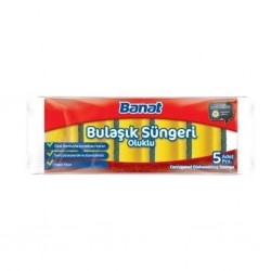 Banat 5li Oluklu Bulaşik Süngeri Renkli